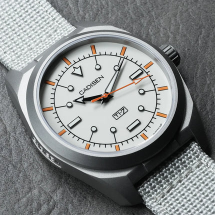 CADISEN TI-7 Autodyne Titanium Steel Automatic Mechanical Canvas Wristwatch MIYOTA 8215 Luminous Sapphire Waterproof Man Watches