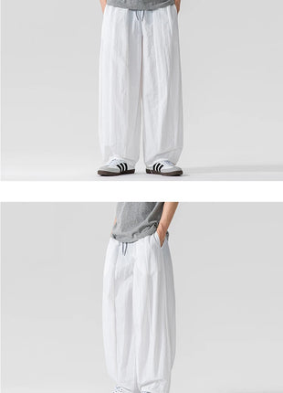 Pantaloni Uomo Nuova Estate Pantaloni larghi leggeri e sottili in vita elastica Sport all'aria aperta maschili Pantaloni larghi casual oversize da uomo Streetwear