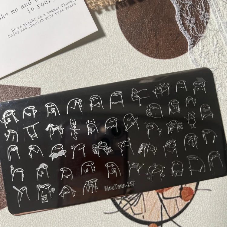 Gothic Cross Nail Stamping Plate Dark Rosary Cross Stainless Steel Punk Nail Art Stencil for DIY Manicure
