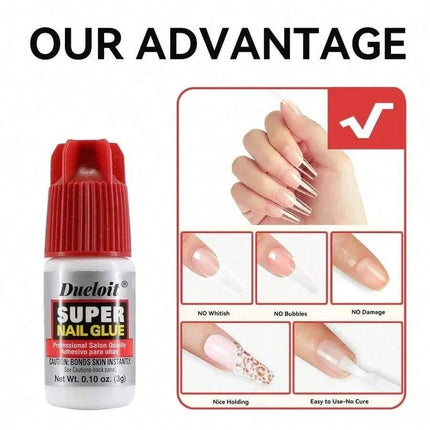 3g Transparent Nail Glue without UV Light for Instant-Drying Super Strong Press-On Nails