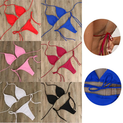 Moda tinta unita Sexy perizoma perizoma Backless Split costume da bagno costume da bagno brasiliano costumi da bagno Bikini Set platinumshop