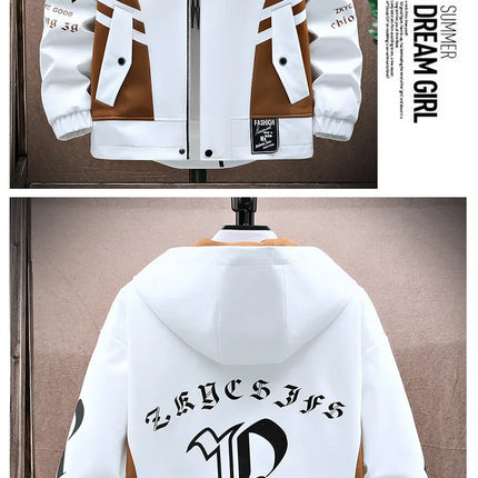Men's Casual Hooded Jackets Autumn Patchwork Thin Coats Outwear Top Windbreaker Streetwear Clothing Plus Size