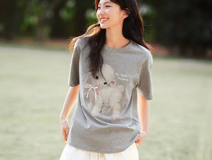 T-shirt lunga Semir con fiocco da donna, vestibilità ampia in cotone, nuova collezione estiva 2025, top grafico carino per ragazze adolescenti