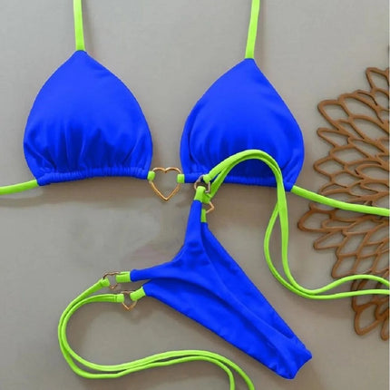 Costume da bagno bikini sexy da donna a tinta unita, due pezzi, rosso platinumshop