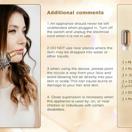 LUXLOCK 5-In-1 Hair Dryer Curling Iron Hot Air Comb Dyso Air Bag Hair Dryer Styling Tool Straightener Hairdressing Tool Gift