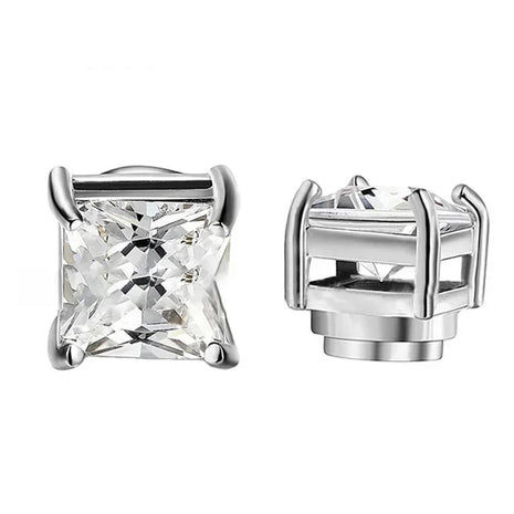 1 Pairs Crystal Strong Magnetic Ear Stud Clip Earrings for Men Women Punk Round Zircon Magnet Earrings Non Piercing Jewelry PlatiNum