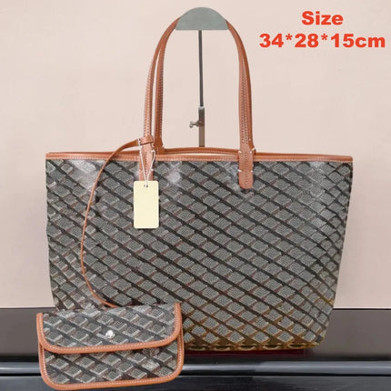 Borsa tote da donna in vera pelle da 34 cm, borsa alla moda, set da 2 pezzi con mini portafoglio in pelle abbinato per lo shopping quotidiano