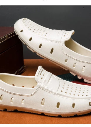 Mocassini Comodi da Uomo in Pelle, Scarpe Antiscivolo da Guida, Sandali Estivi, Zoccoli Casual con Punta Tonda, Scarpe da Lavoro Slip-on