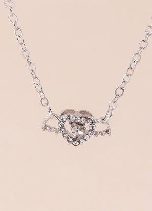 Y2K Crystal Butterfly Heart Necklace Fashion Kpop Shiny Clavicle Chain Necklaces for Women Girls New Trend Party Gifts Jewelry PlatiNum