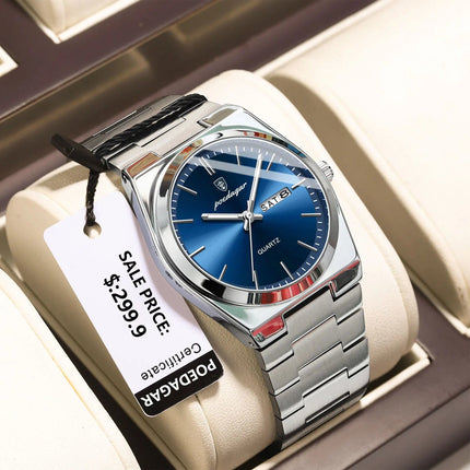 POEDAGAR Orologi da uomo di lusso Impermeabile luminoso Data Settimana Orologio da uomo in acciaio inossidabile Moda casual Orologio da polso da uomo al quarzo Reloj platinumshop