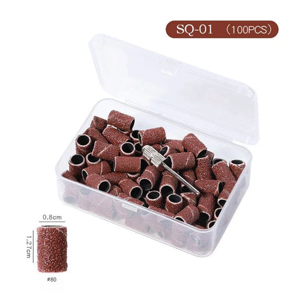 Nail Sanding Ring Bands 80/120/180/240 Grit Electric Manicure Drill Grinding Heads UV Gel Polish Removal Pedicure Abrasive Tools 2028