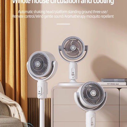 Ventilatore a Turbina Elettrica da Pavimento, Ventilatore a Cinque Velocità Regolabili, Altezza Regolabile, Ricaricabile