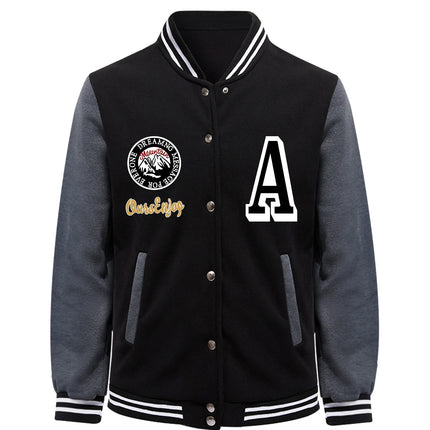 Beautiful Scenery And Letter A Men Streetwear Fashion Street Baseball Jacket Loose Casual Coat Fleece American Clothing Unisex