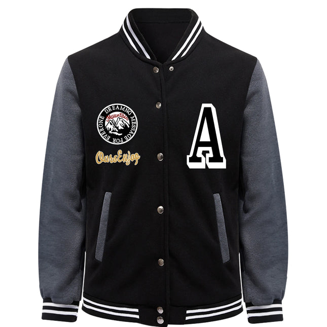 Beautiful Scenery And Letter A Men Streetwear Fashion Street Baseball Jacket Loose Casual Coat Fleece American Clothing Unisex