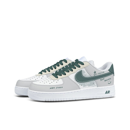 Nike Air Force 1 Cute Puppy Leather Abrasion Resistant Low top Skateboard Shoes Men's Asphalt Gray