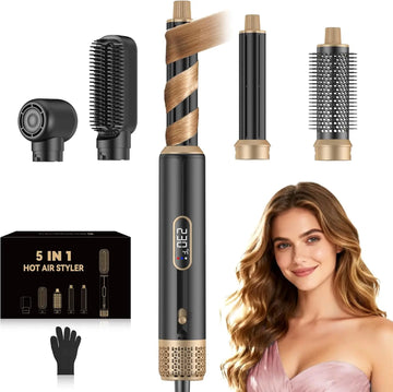5 in 1 Blow Dryer Brush, Upgrade Hair Dryer Brush Air Curling Wrap Styler, Ionic Round Brush Blow Dryer for Women, Hot Air Brush Hair Styling Tools