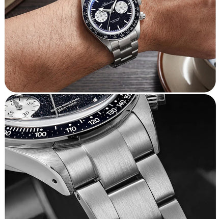 ADDIESDIVE Mens Quartz Chronograph Watch VK64 Movement 40mm Stainless Steel K1 Bubble Crystal BGW9 Lume 100M Water Resistant