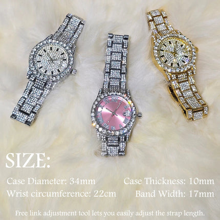 Orologio da Donna Elegante con Quadrante Piccolo Rosa, Orologio da Polso Mini con Diamanti Bling-Bling di Lusso per Abiti da Sera, Regalo per Lei platinumshop