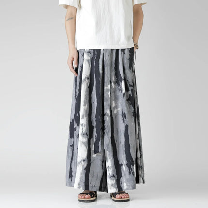 Pantaloncini da uomo casual larghi con stampa da spiaggia, in seta ghiaccio sottile, comodi, a gamba larga, stile Harajuku, streetwear
