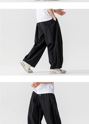 Pantaloni Uomo Nuova Estate Pantaloni larghi leggeri e sottili in vita elastica Sport all'aria aperta maschili Pantaloni larghi casual oversize da uomo Streetwear