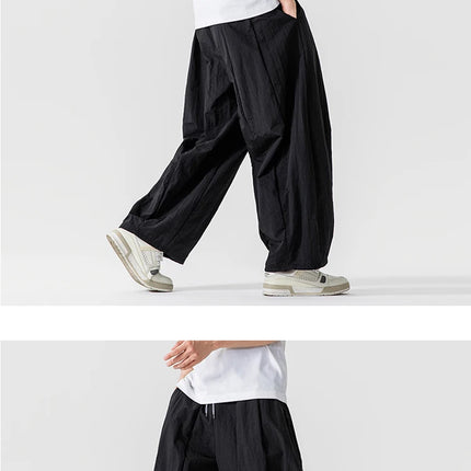Pantaloni Uomo Nuova Estate Pantaloni larghi leggeri e sottili in vita elastica Sport all'aria aperta maschili Pantaloni larghi casual oversize da uomo Streetwear