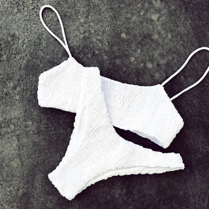 Nuovo Set Bikini Sexy da Donna con Reggiseno Imbottito Push-up, Costume da Bagno Plissettato per Nuoto e Spiaggia PlatiNum