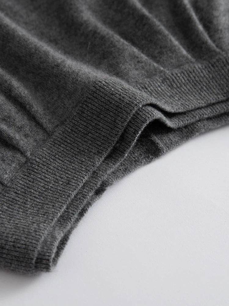 New Women's 100% Pure Cashmere Knitted Full Skirt Autumn Winter High Waisted Mid-calf Ankle-Length Soild Dress Versatile Elegant PlatiNum