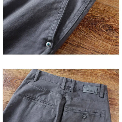 Spring Autumn New Men's 97% Cotton Jogging Cargo Long Pants Retro Solid Color Korean Style Straight Loose Casual Pants Male