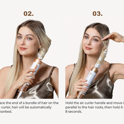 7‑In‑1 Multi‑Functional Hot Air Hair Styling Set,626-1- Curling Wand, Hair Dryer, Straightening Comb, Round Brush, Interchangeable Heads Household Salon Hair Care Styling Instrument