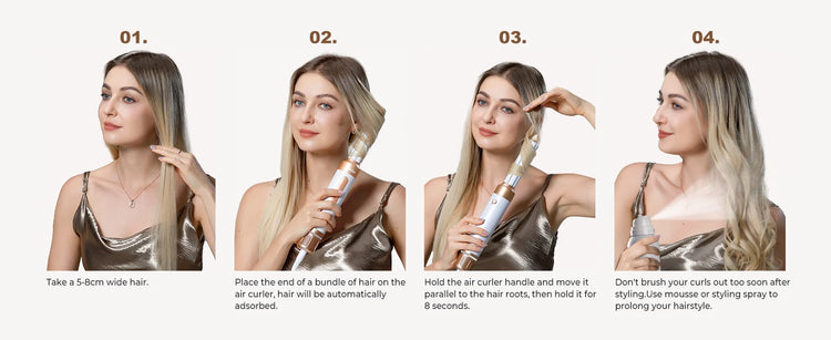7‑In‑1 Multi‑Functional Hot Air Hair Styling Set,626-1- Curling Wand, Hair Dryer, Straightening Comb, Round Brush, Interchangeable Heads Household Salon Hair Care Styling Instrument