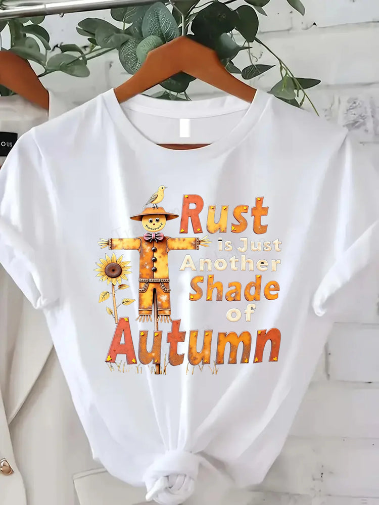 Comoda maglietta da donna con stampa Cozy Feels Forever T-shirt da donna con stampa floreale, stile casual comfort