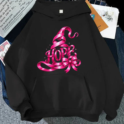 Hoodies for Women Autumn New Sweatshirts Pink Witch Hat Breast Cancer High Street Hoody Men's Top Plus Size Hooded Pullover