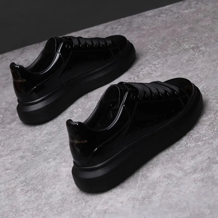Brand Men's Shoes Black Glossy Casual Men Shoes White Fashion Couple Sneakers Man Shoes for Men