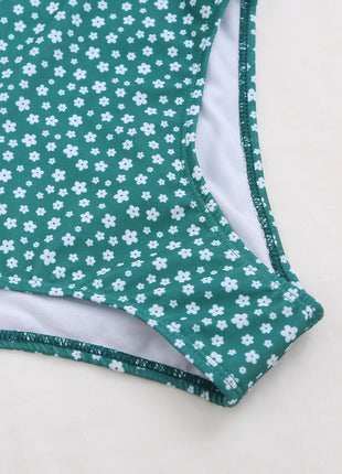Costume da bagno bikini da donna verde a pois a vita alta brasiliano push-up con lacci e bendaggio, nuovo modello 2026, per la spiaggia PlatiNum