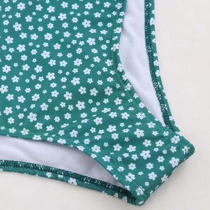 Costume da bagno bikini da donna verde a pois a vita alta brasiliano push-up con lacci e bendaggio, nuovo modello 2026, per la spiaggia PlatiNum