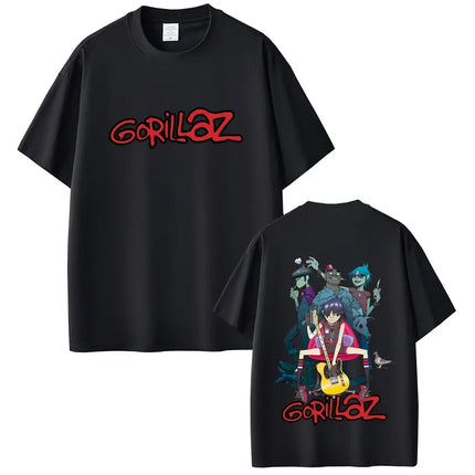 Graphic T-shirt Rock Band Gorillaz men women Hip Hop pop music gothic short sleeve men's high quality soft cotton crewneck t-shirt