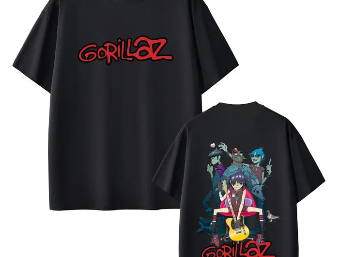 Graphic T-shirt Rock Band Gorillaz men women Hip Hop pop music gothic short sleeve men's high quality soft cotton crewneck t-shirt