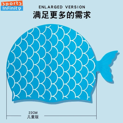 Cuffia da nuoto per bambini Cuffia da nuoto allargata in silicone impermeabile a squame di pesce carino per accessori da nuoto per ragazze dei ragazzi
