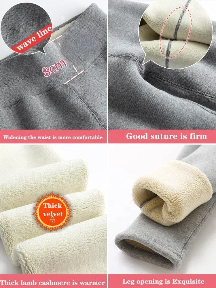 Women's Leggings with Fleece Thermal Cotton Skinny Pants Winter Stretch Black Grey Tights Thick Warm Velvet Leggings for Women