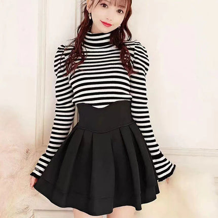 Lautaro Damen-Stufenminirock Frühling Sommer, Schwarz, Süß, Kawaii, Hohe Taille, Cutecore-Kleidung, Japanischer Modestil