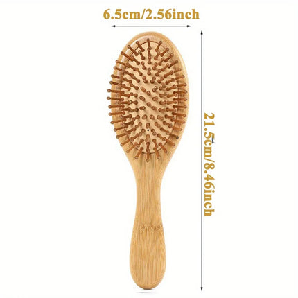 Natural Bamboo Paddle Comb Air Cushion Comb Scalp Massage Anti-Static Tangle Free Comb, Special for Real Hair Wigs