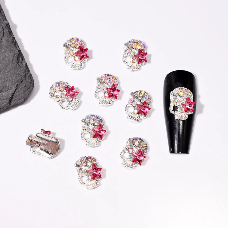 10Pcs Halloween Fake Weapons with Blood Nail Charms Bloody Horror Metal Nail Art Decorations Manicure Accessories Punk Jewelry *