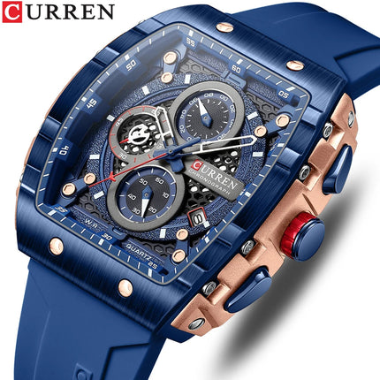 CURREN Orologio da uomo alla moda, marchio unico, design quadrato, lusso, nastro sportivo al quarzo, orologi da uomo impermeabili platinumshop