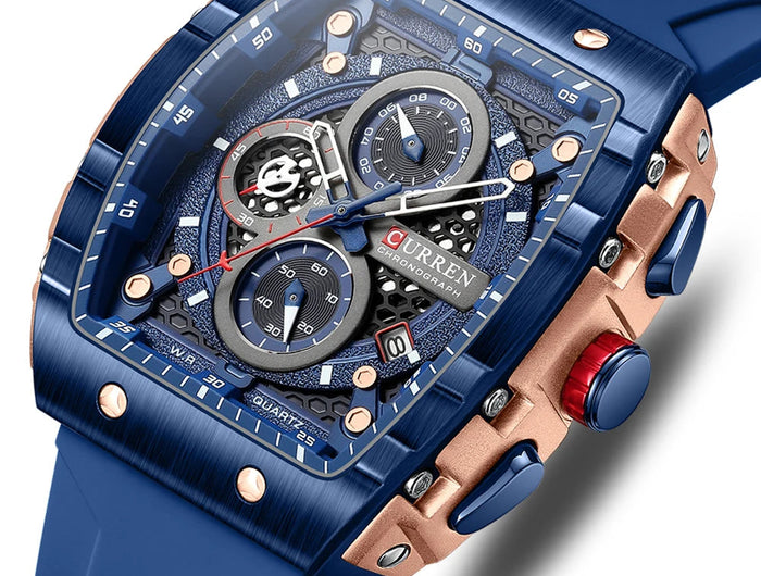 CURREN Orologio da uomo alla moda, marchio unico, design quadrato, lusso, nastro sportivo al quarzo, orologi da uomo impermeabili platinumshop