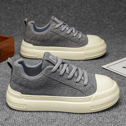 Toe Thick Sole Platform Men Sneakers Lace Up Patchwork Fashion New Trend Casual Trainer Shoes Thick Bottomed All Season
