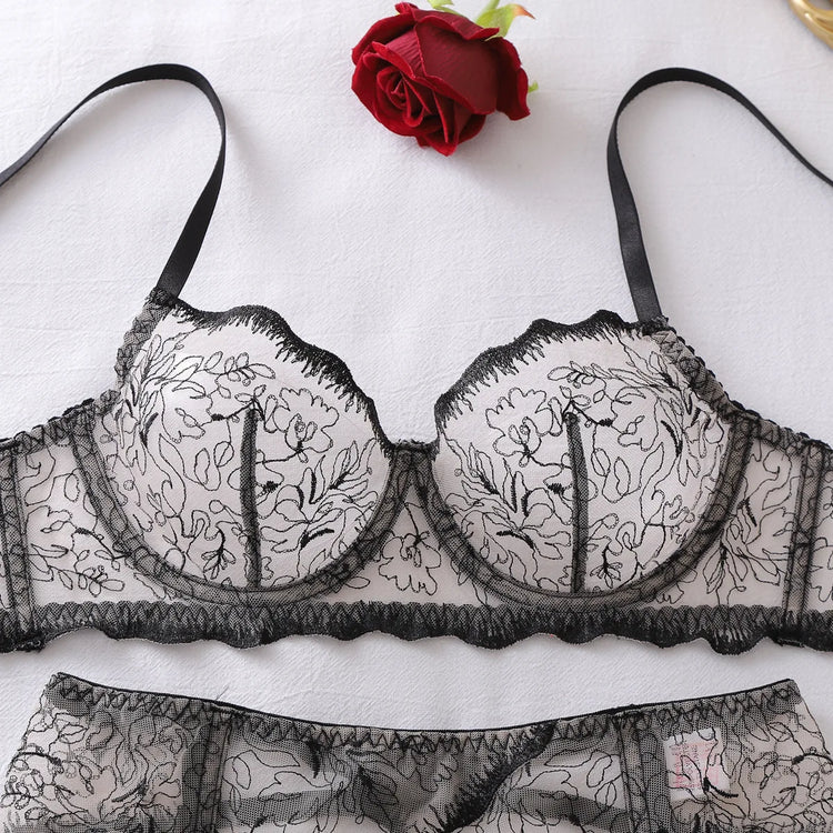 Tornova Erotic Lingerie High-quality Complex Craftsmanship See-through Embroidery Shaping Slim Women Sexy Lingerie Split Hot Set