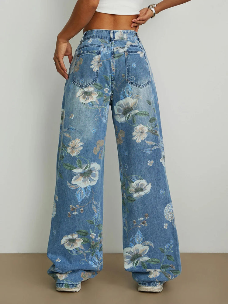 2026 Jeans stampati primaverili Pantaloni larghi a gamba dritta larghi di tendenza europea americana