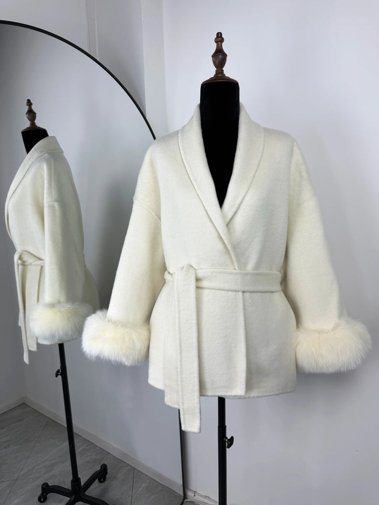 TARUXY Fox Fur Woolen Long Coats Women's Office Lady Removable Elegant Coat Double-sided Wool Overcoat 2025 New Cardigan Jacket