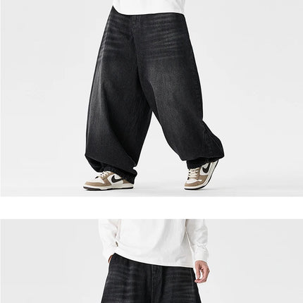 Pantaloni a gamba larga in denim Pantaloni casual alla moda da uomo Pantaloni larghi a lanterna Hip Hop Jeans streetwear Pantaloni elastici in vita maschile oversize
