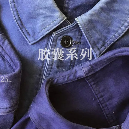 2026 Spring Round Collar Mole Skin French Four Bag Workwear Jacket Heavy Duty Washed Vintage Styleouter Garment Loose Fit Coat